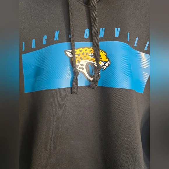 NIKE NFL JACKSONVILLE JAGUARS BLACK WITH TEAL LOGO HOODIE ON FIELD MENS SIZE XL